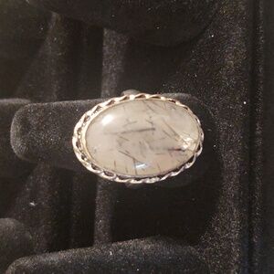 Tourmalinated quartz ring, sz 9.25